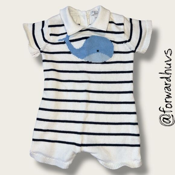 Tahari Baby Whale 100% Cotton Romper Size 12 Months - Picture 1 of 7